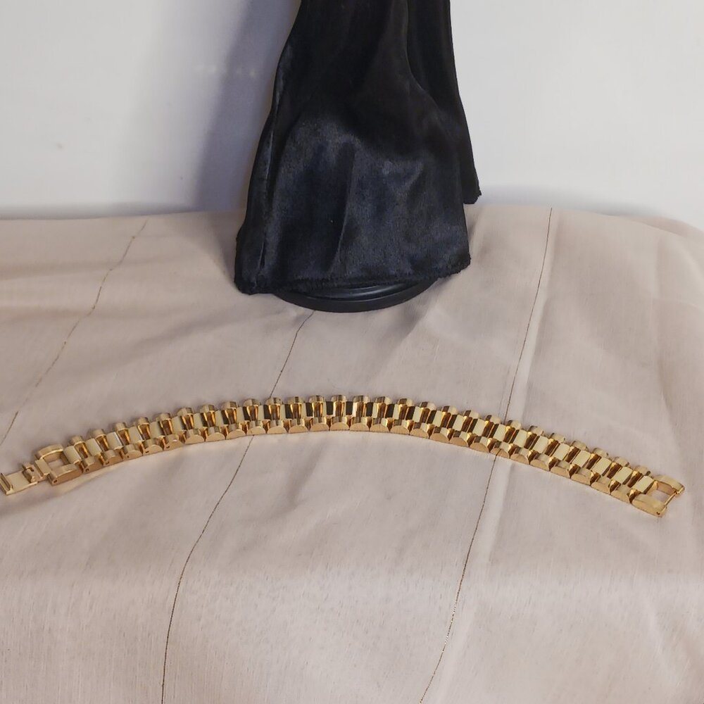 Gold Tone Stainless Steel Mens Bracelet